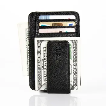 Кожаный зажим для денег Креативный ультратонкий женский мужской кошелек, тонкий кошелек-портмоне
